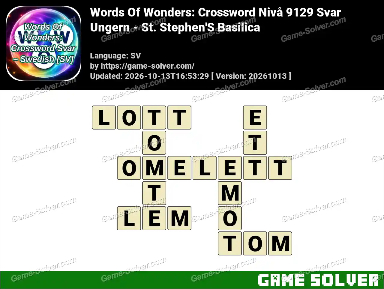 Words Of Wonders: Crossword Nivå 9129 Svar – Ungern – St. Stephen’S Basilica
